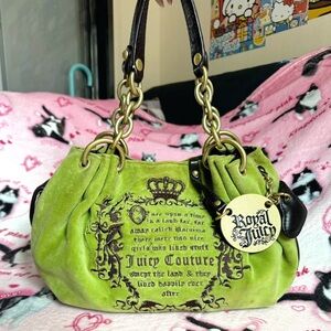 Juicy Couture Green Velvet Shoulder Bag